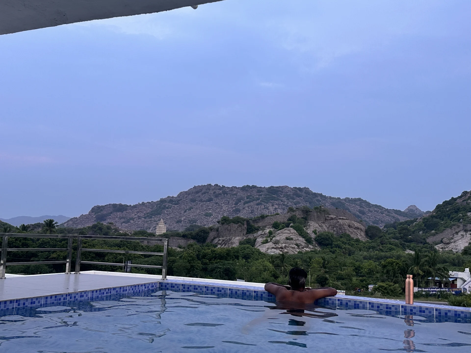 Pool overlooking Gingee Fort at Fort View Inn